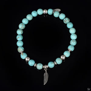 "The falling feather" Matte Blue Howlite